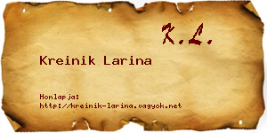 Kreinik Larina névjegykártya